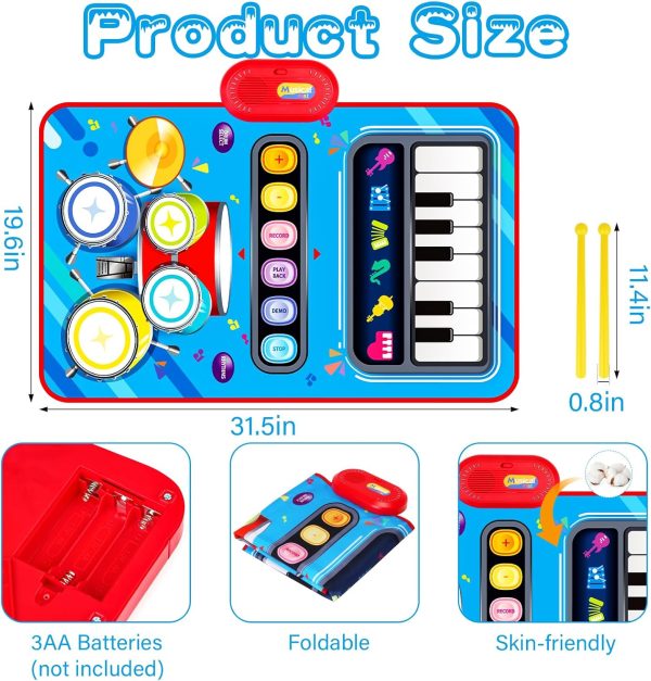 Baby Toys for 1 Year Old Baby Musical Mat Toddler Toys Age 1-2 - 2 in 1 Piano Drum Babies Play Mat - Infant Music Toy 12-18 Months Babies Birthday Valentines Gifts for 1 2 3 Year Old Boys Girls : Toys & Games - Image 12