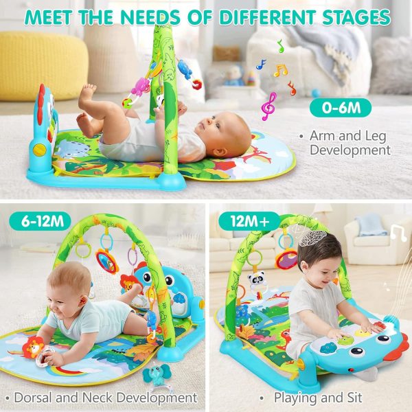 Baby Gym Play Mats Baby Toys Tummy Time Mat Toys Musical Activity Center for Newborn Infant Toys Piano Baby Play Mat Music & Light Newborn Infant Gifts for Baby Toys 0-3 6 9 12 Months, Dinosaur Style  Baby - Image 5