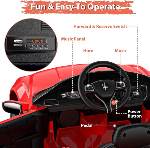 ARBELI 12V Licensed Maserati Kids Ride On Car w/Parent Remote Control, Spring Suspension, Music & Horn, Headlights &Taillights, Ride On Toy for Toddlers Ages 2-4, Pink  Toys & Games - Image 17