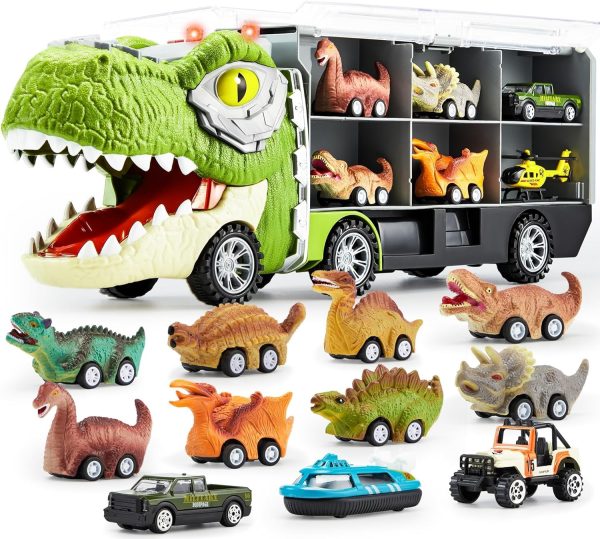 JOYIN 13 in 1 Dinosaur Toys for Kids 3-5, Dinosaur Truck with 12 Pull Back Cars, Dinosaur Cars Set, Birthday Gifts Toys for 3 4 5+ Year Old Boy, Transport Carrier Truck for Toddlers 3-4 Years  Toys & Games - Image 11