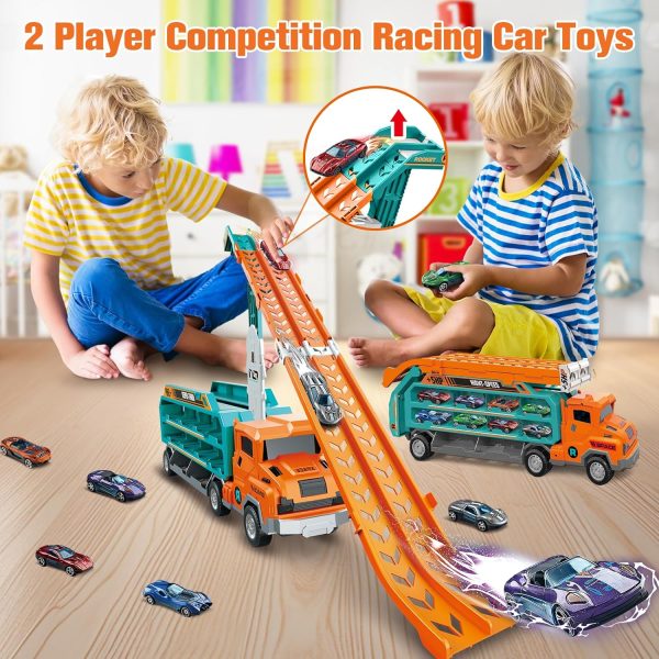 BainGesk Carrier Truck Toys for 2 3 4 5 6 Years Old Boys, 2.8 Ft Race Track Transport Cars Toys with 6 Die-Cast Metal Toy Cars, Birthday Gifts Kids Age 3-5, Racing Cars Toys Gifts for Toddlers  Toys & Games - Image 11
