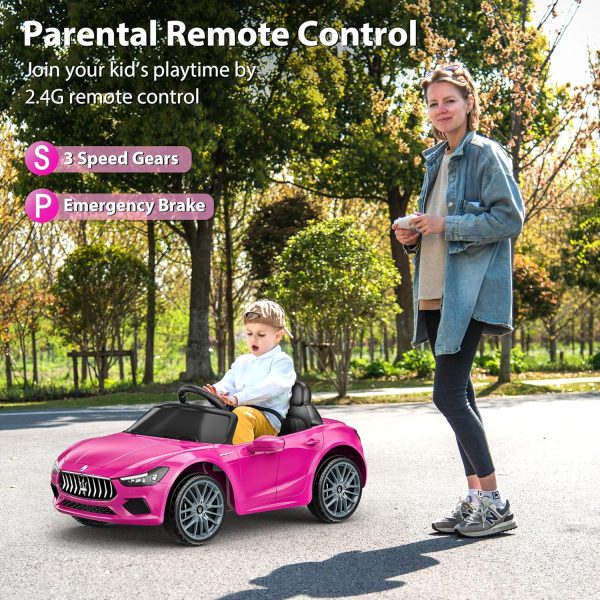 ARBELI 12V Licensed Maserati Kids Ride On Car w/Parent Remote Control, Spring Suspension, Music & Horn, Headlights &Taillights, Ride On Toy for Toddlers Ages 2-4, Pink  Toys & Games - Image 9