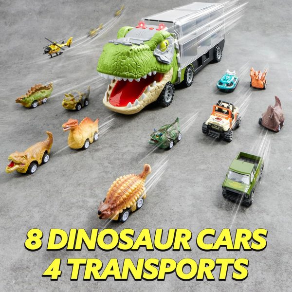 JOYIN 13 in 1 Dinosaur Toys for Kids 3-5, Dinosaur Truck with 12 Pull Back Cars, Dinosaur Cars Set, Birthday Gifts Toys for 3 4 5+ Year Old Boy, Transport Carrier Truck for Toddlers 3-4 Years  Toys & Games - Image 15