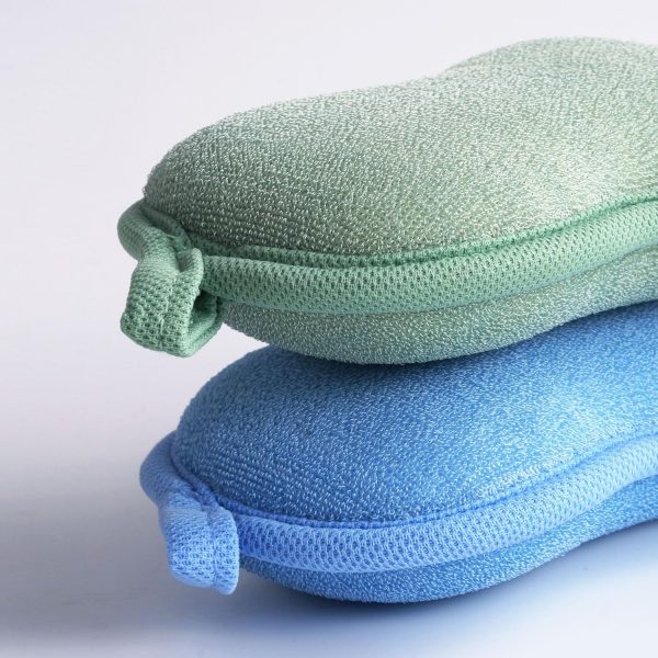 BabaMate Natural Baby Bath Sponge - Ultra Soft Baby Sponge for Bathing - Kids Bath Sponges for Infants, Toddler Bath Time, 2 Count (1 Pack) - Green Blue  Baby - Image 10