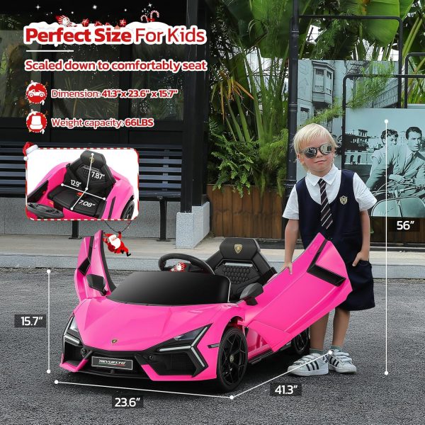 ELEMARA Lamborghini Battery Car for Kids with Scissor Door,Kids Ride On Car with Remote Control,Kid 12V Children's Car with Bluetooth,LED Light,MP3 Player and Wide Seat(Blue)  Toys & Games - Image 23