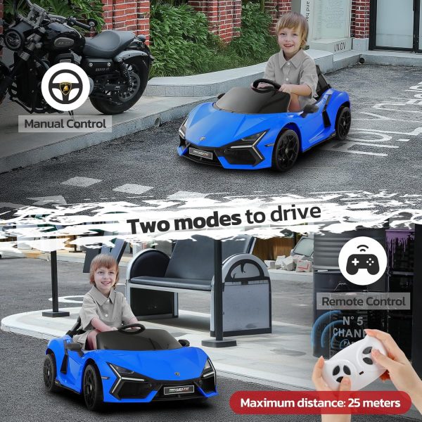 ELEMARA Lamborghini Battery Car for Kids with Scissor Door,Kids Ride On Car with Remote Control,Kid 12V Children's Car with Bluetooth,LED Light,MP3 Player and Wide Seat(Blue)  Toys & Games - Image 11