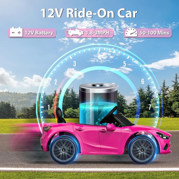 ARBELI 12V Licensed Maserati Kids Ride On Car w/Parent Remote Control, Spring Suspension, Music & Horn, Headlights &Taillights, Ride On Toy for Toddlers Ages 2-4, Pink  Toys & Games - Image 12