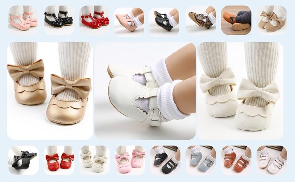 | Baby Girl Mary Jane Flats Dress Shoes - Infant Newborn Shoes Anti-Slip Soft PU Leather Party School Wedding Princess Baby Girl Shoes 0-18M | Mary Jane - Image 11