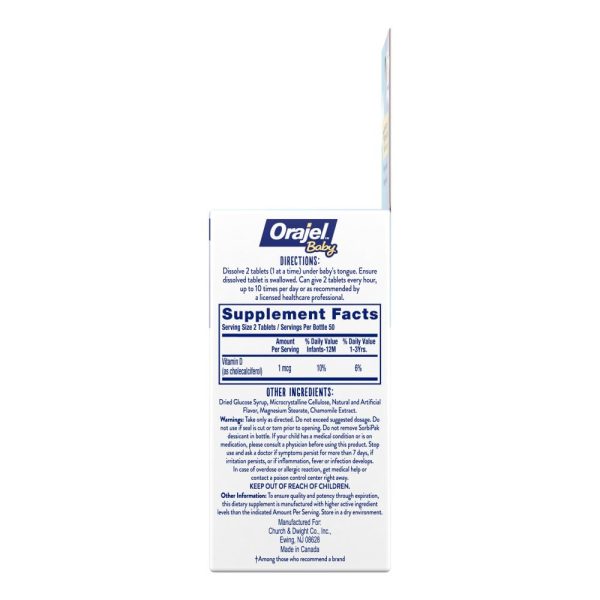 Orajel Baby Cooling Tablets for Teething with Vitamin D, 100 Quick Dissolve Tablets,White  Baby - Image 7