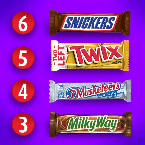 Mars M&M'S, SNICKERS, 3 MUSKETEERS, SKITTLES & STARBURST Variety Pack Full Size Bulk Candy Assortment, 56.11 oz, 30 Count - Image 20