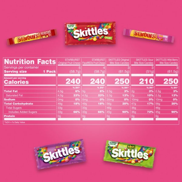 SKITTLES & STARBURST Assorted Candy Variety Pack for Holidays, Gifts, Parties, Candy Assortment, 37.05 oz (30 Count) Bulk Box  Skittles: Grocery & Gourmet Food - Image 23