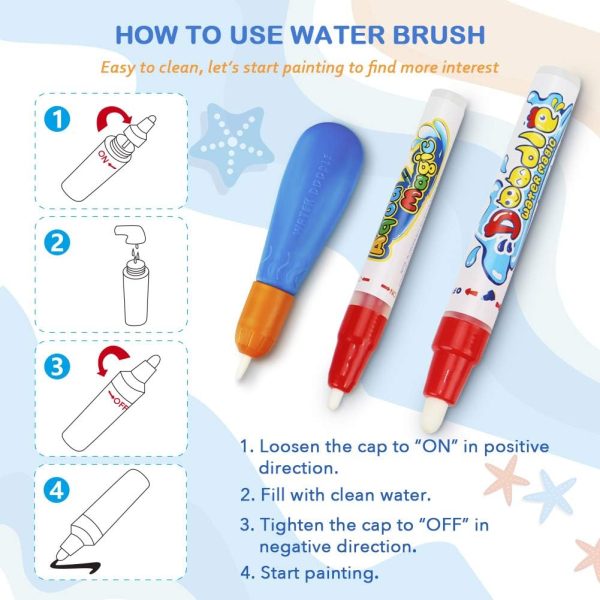 Water Doodle Mat - Kids Painting Writing Color Doodle Drawing Mat Toy Bring Magic Pens Educational Toys for Age 2 3 4 5 6 7 Year Old Girls Boys Age Toddler Gift  Toys & Games - Image 24