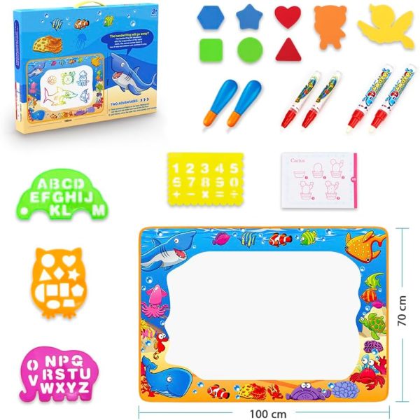 Water Doodle Mat - Kids Painting Writing Color Doodle Drawing Mat Toy Bring Magic Pens Educational Toys for Age 2 3 4 5 6 7 Year Old Girls Boys Age Toddler Gift  Toys & Games - Image 22