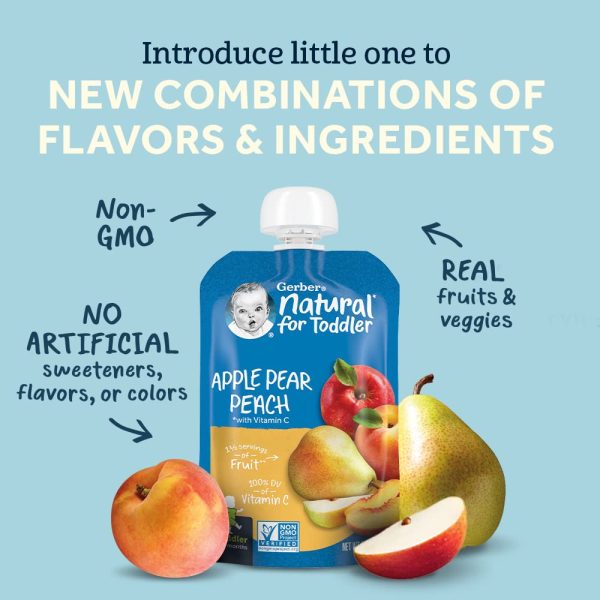 Gerber Baby Food Pouches, Toddler 12+ Months, Assorted Fruit Variety Pack, 3.5 Ounce (Set of 18) - Image 3
