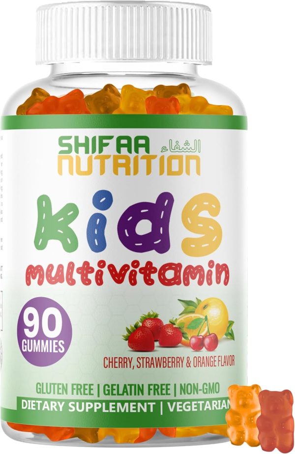SHIFAA NUTRITION Halal Kids Multivitamin Gummies, 45-90 Days Supply, with All Essential Kids Vitamins. Toddler Vitamins with Vitamin C, D, Zinc, A, E, B6, B12, Biotin | Halal Gummy Vitamins for Kids  Health & Household