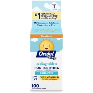 Orajel Baby Cooling Tablets for Teething with Vitamin D, 100 Quick Dissolve Tablets,White  Baby