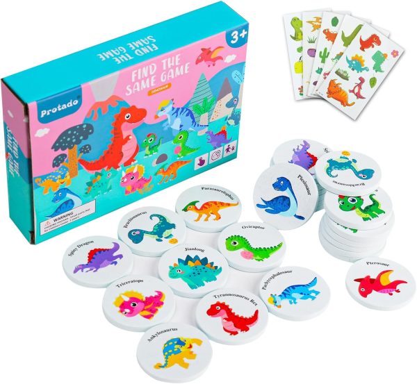 Protado Wooden Match Memory Game for Kids, 24Pc Memory Matching Cards with 5Pc Tattoo Stickers, Educational Memory Matching Game for Pre-Kindergarten Early Learning Development Kids (Animal)  Toys & Games - Image 16