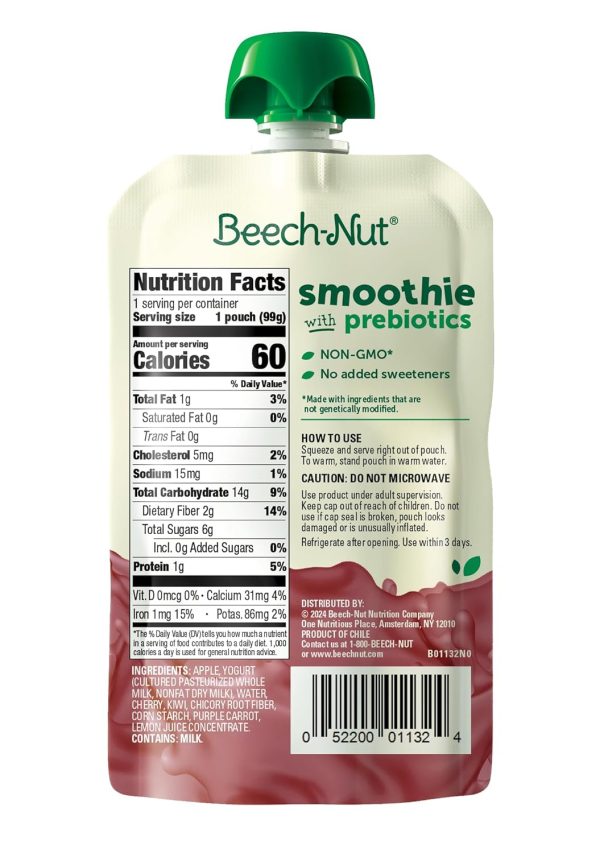 Beech-Nut Toddler Smoothies Variety Pack, Yogurt Smoothies with Prebiotics, Baby & Toddler Food Pouches, 3.5 oz (18 Pack)  Everything Else - Image 20