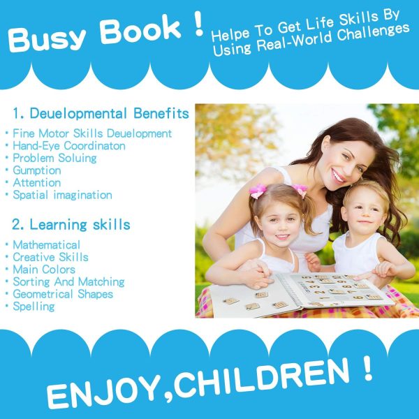 Busy Book for Kids, Montessori Autism Sensory Educational Toys, 12 Pages Toddler Preschool Activity Binder and Early Learning Toys - for Boys & Girls Develops Fine Motor Skills  Toys & Games - Image 14