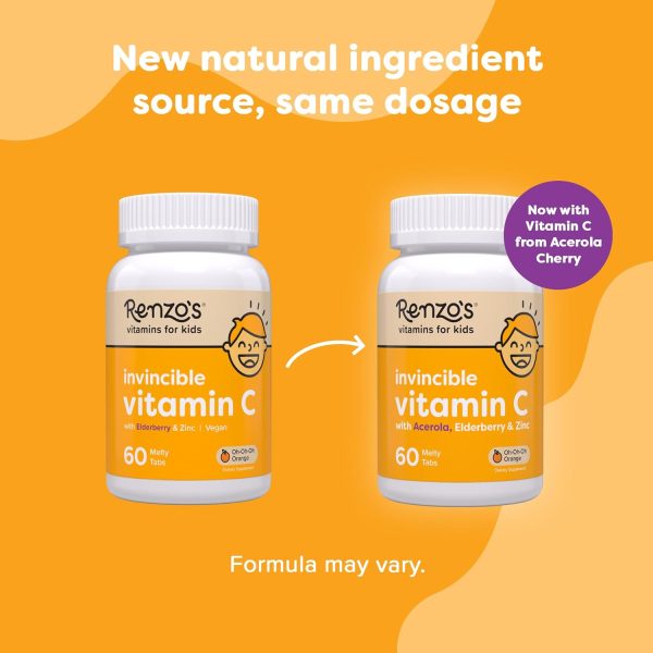 Renzo's Invincible Vitamin C for Kids with Elderberry and Zinc, Dissolvable Kids Vitamins for Immune Support, 60 Orange-Flavored Melty Tabs  Health & Household - Image 21