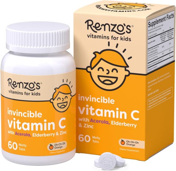 Renzo's Invincible Vitamin C for Kids with Elderberry and Zinc, Dissolvable Kids Vitamins for Immune Support, 60 Orange-Flavored Melty Tabs  Health & Household - Image 15