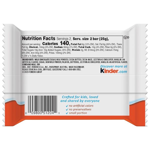 Kinder Chocolate, 18 Four Count Packs, Milk Chocolate Bar with Creamy Milky Filling, Individually Wrapped Candy, Stocking Stuffers for Kids, 1.8 oz Each - Image 20