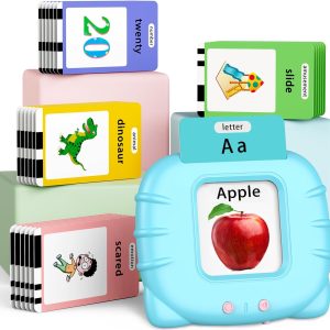 Eaever Educational-Toys with Music, ABC Talking-Flash-Cards with 252 Sight Words, Number, Preschool-Learning-Activities, Pocket Speech for Toddler Ages 1-6 Boys and Girls, Birthday/Easter Gifts, Blue  Toys & Games