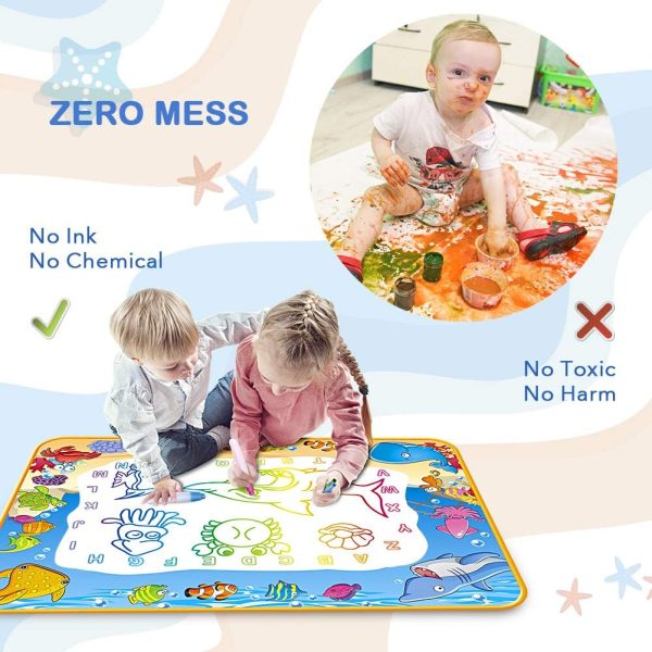 Water Doodle Mat - Kids Painting Writing Color Doodle Drawing Mat Toy Bring Magic Pens Educational Toys for Age 2 3 4 5 6 7 Year Old Girls Boys Age Toddler Gift  Toys & Games - Image 23
