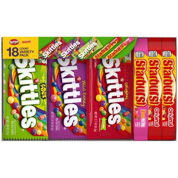 SKITTLES & STARBURST Assorted Candy Variety Pack for Holidays, Gifts, Parties, Candy Assortment, 37.05 oz (30 Count) Bulk Box  Skittles: Grocery & Gourmet Food - Image 17