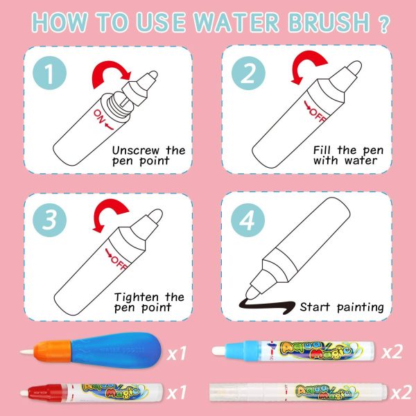 Water Doodle Mat - Kids Painting Writing Color Doodle Drawing Mat Toy Bring Magic Pens Educational Toys for Age 2 3 4 5 6 7 Year Old Girls Boys Age Toddler Gift  Toys & Games - Image 16