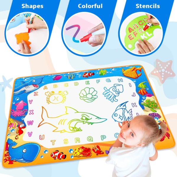 Water Doodle Mat - Kids Painting Writing Color Doodle Drawing Mat Toy Bring Magic Pens Educational Toys for Age 2 3 4 5 6 7 Year Old Girls Boys Age Toddler Gift  Toys & Games - Image 6
