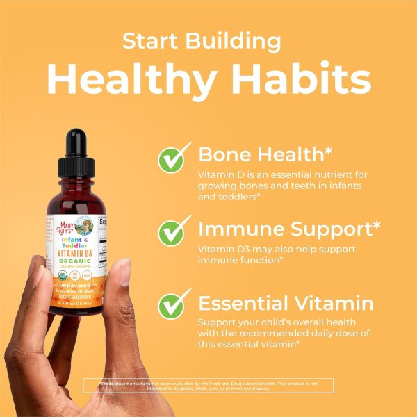 MaryRuth Organics USDA Organic Vitamin D Drops | Vitamin D3 Liquid | Sugar Free | Liquid Vitamin D Drops Immune Support for Infants & Toddlers | VIT D3 | Gluten Free | Non-GMO | 90-150 Servings  Health & Household - Image 2