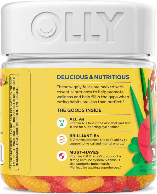 OLLY Kids Multivitamin Gummy Worms, Overall Health and Immune Support, Vitamins and Minerals A, C, D, E, Bs and Zinc, Chewable Supplement, Sour Fruit Punch, 45 Day Supply (70 Count)  Health & Household - Image 23