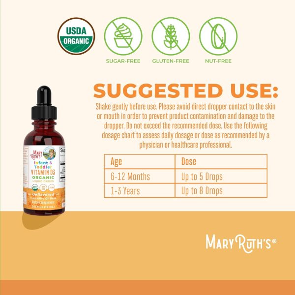 MaryRuth Organics USDA Organic Vitamin D Drops | Vitamin D3 Liquid | Sugar Free | Liquid Vitamin D Drops Immune Support for Infants & Toddlers | VIT D3 | Gluten Free | Non-GMO | 90-150 Servings  Health & Household - Image 6