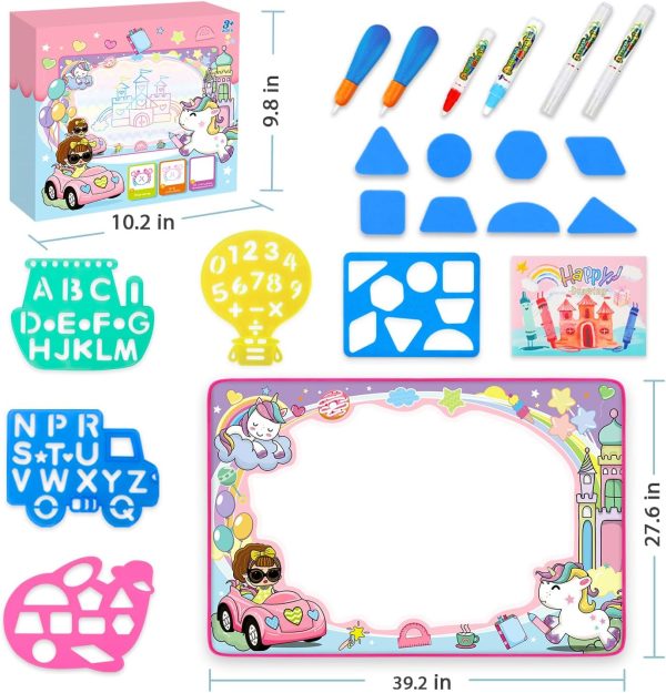 Water Doodle Mat - Kids Painting Writing Color Doodle Drawing Mat Toy Bring Magic Pens Educational Toys for Age 2 3 4 5 6 7 Year Old Girls Boys Age Toddler Gift  Toys & Games - Image 15