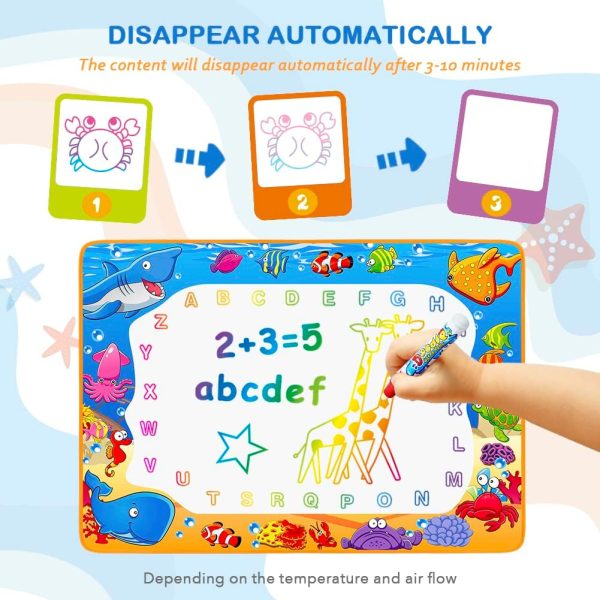 Water Doodle Mat - Kids Painting Writing Color Doodle Drawing Mat Toy Bring Magic Pens Educational Toys for Age 2 3 4 5 6 7 Year Old Girls Boys Age Toddler Gift  Toys & Games - Image 25