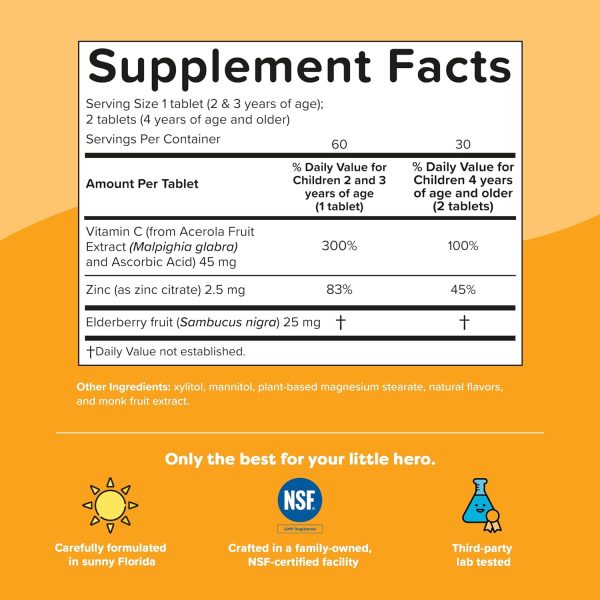 Renzo's Invincible Vitamin C for Kids with Elderberry and Zinc, Dissolvable Kids Vitamins for Immune Support, 60 Orange-Flavored Melty Tabs  Health & Household - Image 20