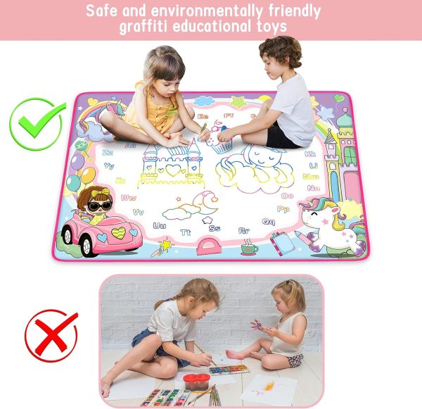 Water Doodle Mat - Kids Painting Writing Color Doodle Drawing Mat Toy Bring Magic Pens Educational Toys for Age 2 3 4 5 6 7 Year Old Girls Boys Age Toddler Gift  Toys & Games - Image 19