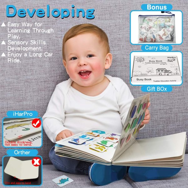 Busy Book for Kids, Montessori Autism Sensory Educational Toys, 12 Pages Toddler Preschool Activity Binder and Early Learning Toys - for Boys & Girls Develops Fine Motor Skills  Toys & Games - Image 13