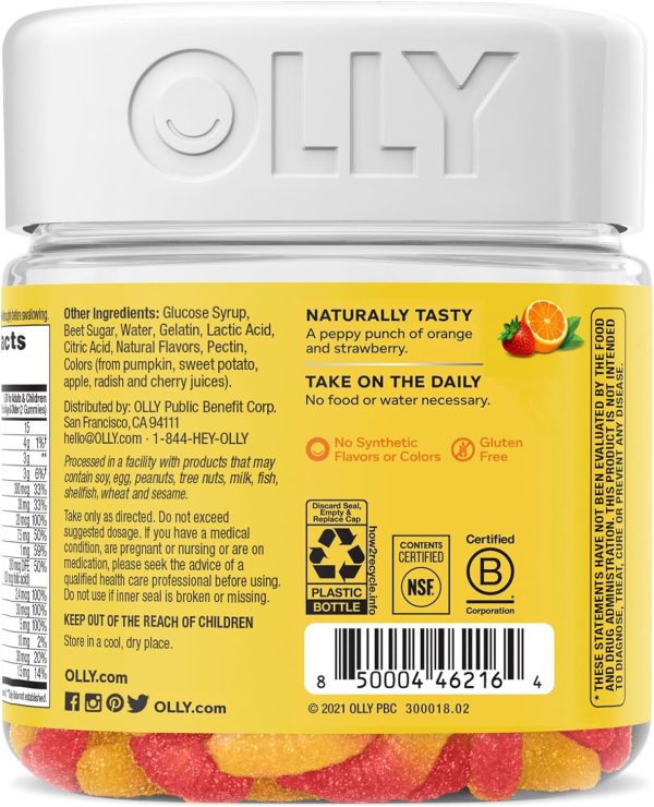 OLLY Kids Multivitamin Gummy Worms, Overall Health and Immune Support, Vitamins and Minerals A, C, D, E, Bs and Zinc, Chewable Supplement, Sour Fruit Punch, 45 Day Supply (70 Count)  Health & Household - Image 24