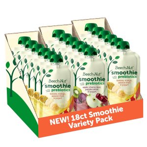 Beech-Nut Toddler Smoothies Variety Pack, Yogurt Smoothies with Prebiotics, Baby & Toddler Food Pouches, 3.5 oz (18 Pack)  Everything Else
