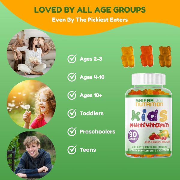 SHIFAA NUTRITION Halal Kids Multivitamin Gummies, 45-90 Days Supply, with All Essential Kids Vitamins. Toddler Vitamins with Vitamin C, D, Zinc, A, E, B6, B12, Biotin | Halal Gummy Vitamins for Kids  Health & Household - Image 8