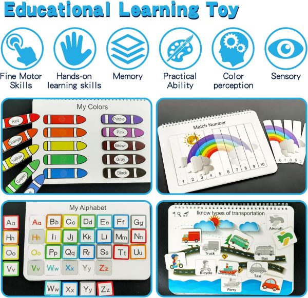 Busy Book for Kids, Montessori Autism Sensory Educational Toys, 12 Pages Toddler Preschool Activity Binder and Early Learning Toys - for Boys & Girls Develops Fine Motor Skills  Toys & Games - Image 11