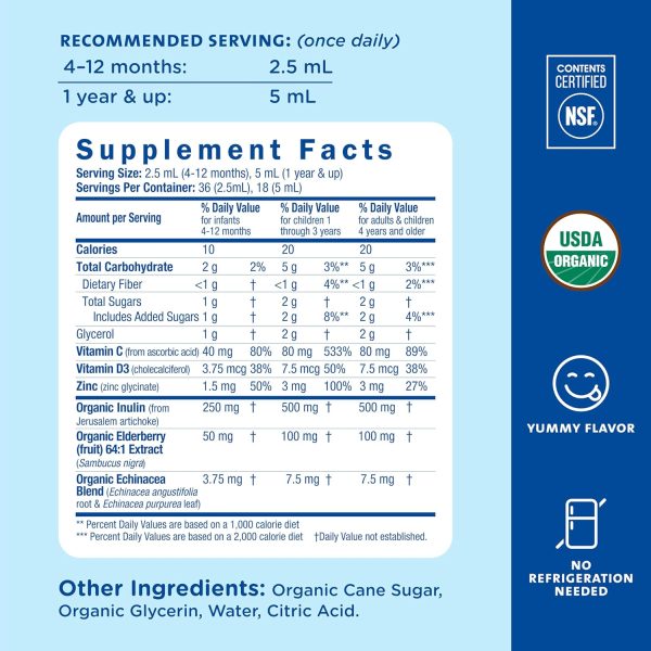 Mommy's Bliss Organic Baby Elderberry Drops, Immune Support with Vitamins, Prebiotics, Zinc & Organic Echinacea, Age 4 Months +, 3 Fl Oz (36 Servings)  Health & Household - Image 6