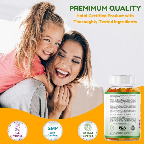 SHIFAA NUTRITION Halal Kids Multivitamin Gummies, 45-90 Days Supply, with All Essential Kids Vitamins. Toddler Vitamins with Vitamin C, D, Zinc, A, E, B6, B12, Biotin | Halal Gummy Vitamins for Kids  Health & Household - Image 5
