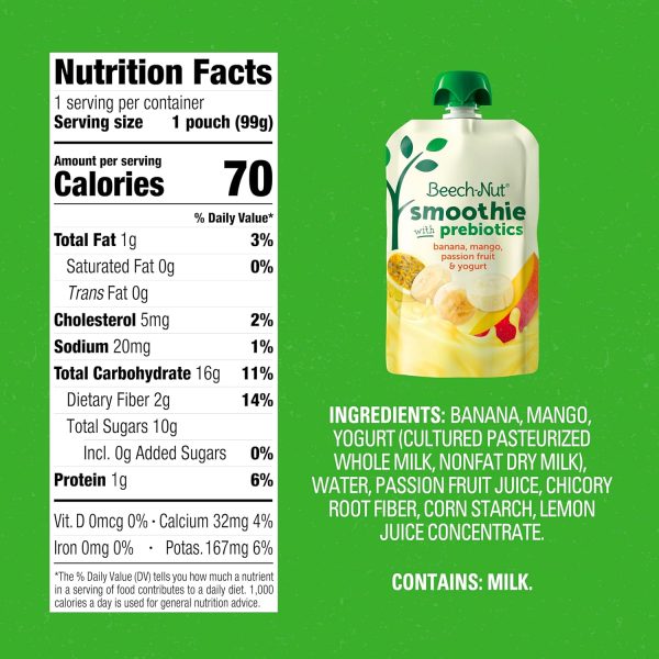 Beech-Nut Toddler Smoothies Variety Pack, Yogurt Smoothies with Prebiotics, Baby & Toddler Food Pouches, 3.5 oz (18 Pack)  Everything Else - Image 7