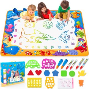 Water Doodle Mat - Kids Painting Writing Color Doodle Drawing Mat Toy Bring Magic Pens Educational Toys for Age 2 3 4 5 6 7 Year Old Girls Boys Age Toddler Gift  Toys & Games