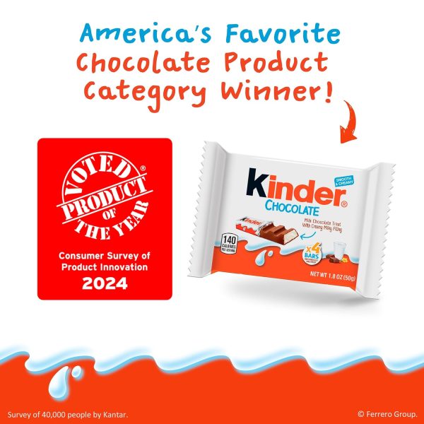 Kinder Chocolate, 18 Four Count Packs, Milk Chocolate Bar with Creamy Milky Filling, Individually Wrapped Candy, Stocking Stuffers for Kids, 1.8 oz Each - Image 5