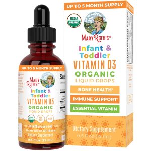 MaryRuth Organics USDA Organic Vitamin D Drops | Vitamin D3 Liquid | Sugar Free | Liquid Vitamin D Drops Immune Support for Infants & Toddlers | VIT D3 | Gluten Free | Non-GMO | 90-150 Servings  Health & Household