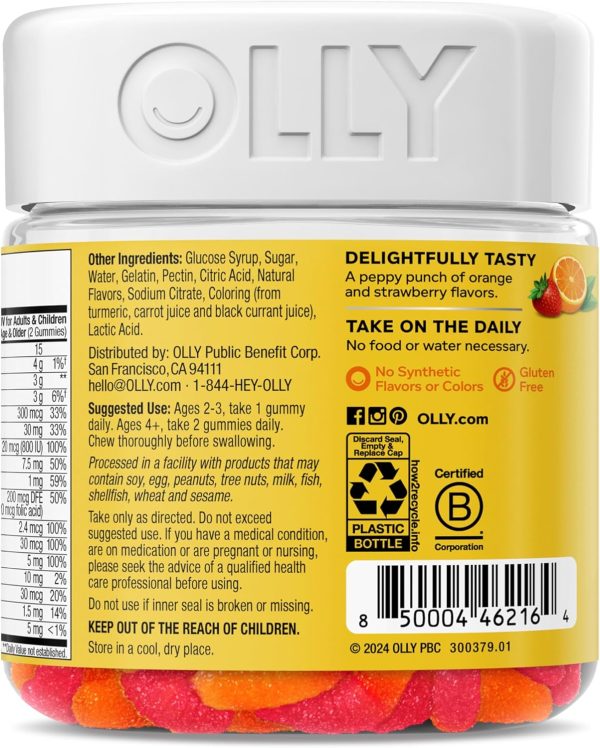 OLLY Kids Multivitamin Gummy Worms, Overall Health and Immune Support, Vitamins and Minerals A, C, D, E, Bs and Zinc, Chewable Supplement, Sour Fruit Punch, 45 Day Supply (70 Count)  Health & Household - Image 17